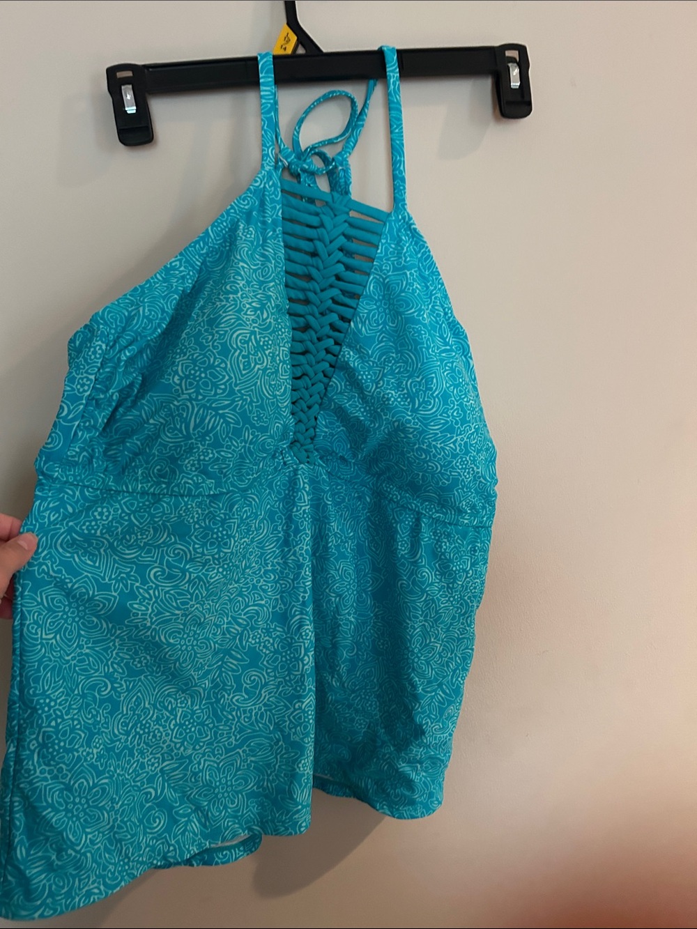 Turquoise Crochet-Front Swim Cami for Women